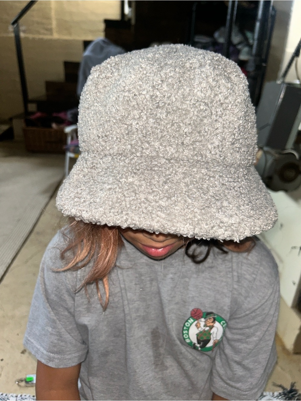 H&M Cream Plush Bucket Hat - Soft Sherpa Texture